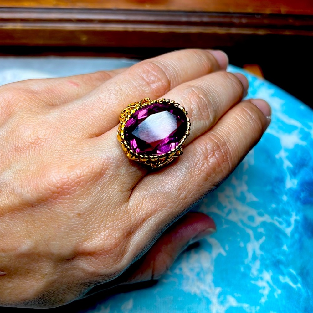 Large amethyst cocktail ring
